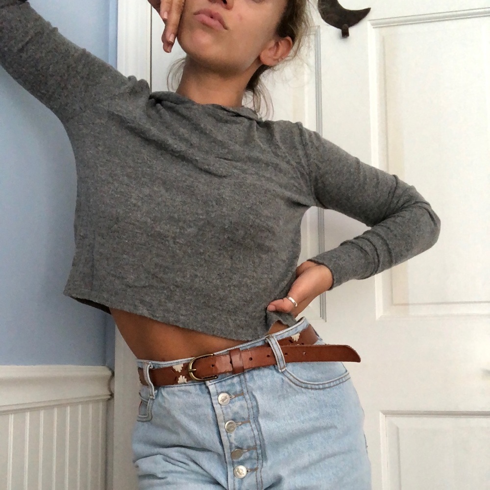 Dark Gray Cropped Sweatshirt